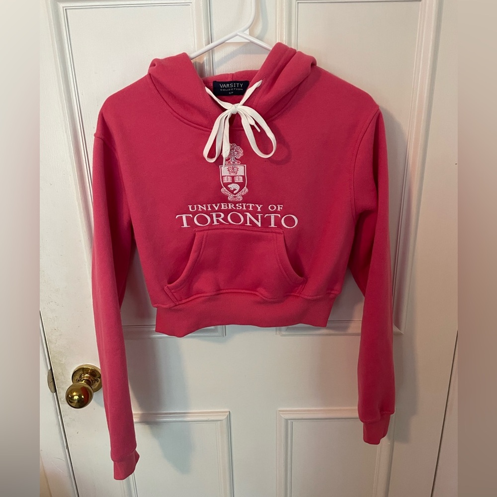 Back to School Special! Cute Cropped Pink University of Toronto Women's Hoodie